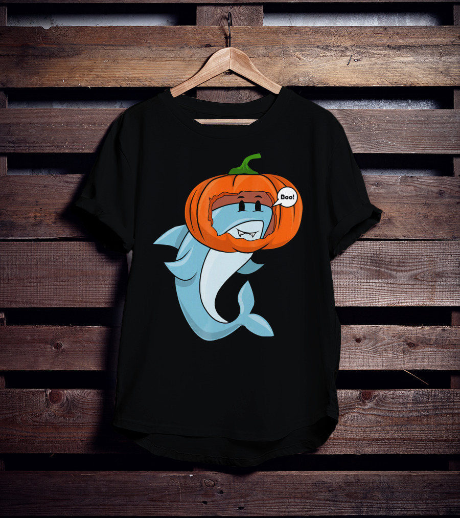 Halloween Boo Pumpkin Shark T-Shirt
