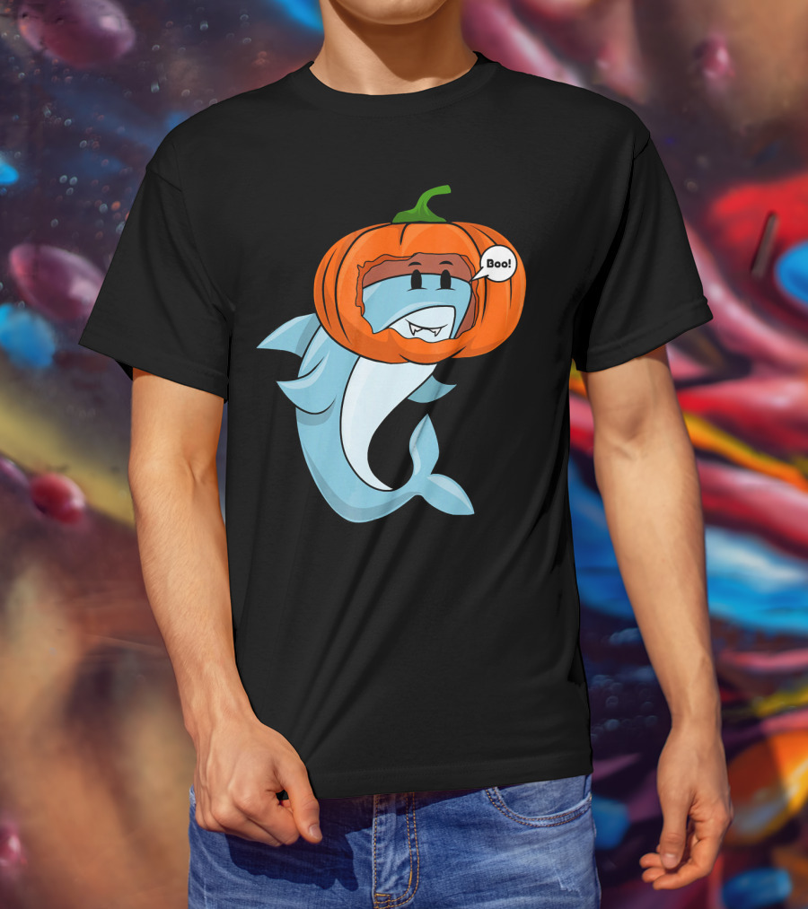 Halloween Boo Pumpkin Shark T-Shirt