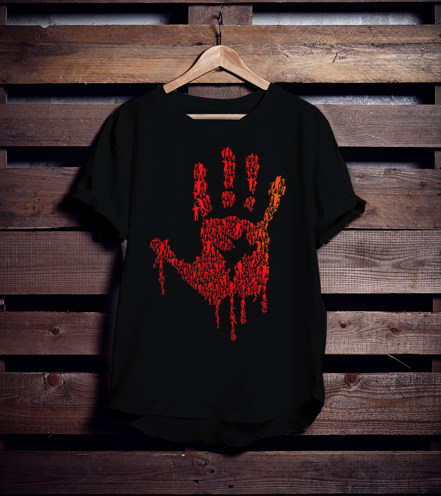 Horror Zombie Handprint Blood Red Palm T-Shirt