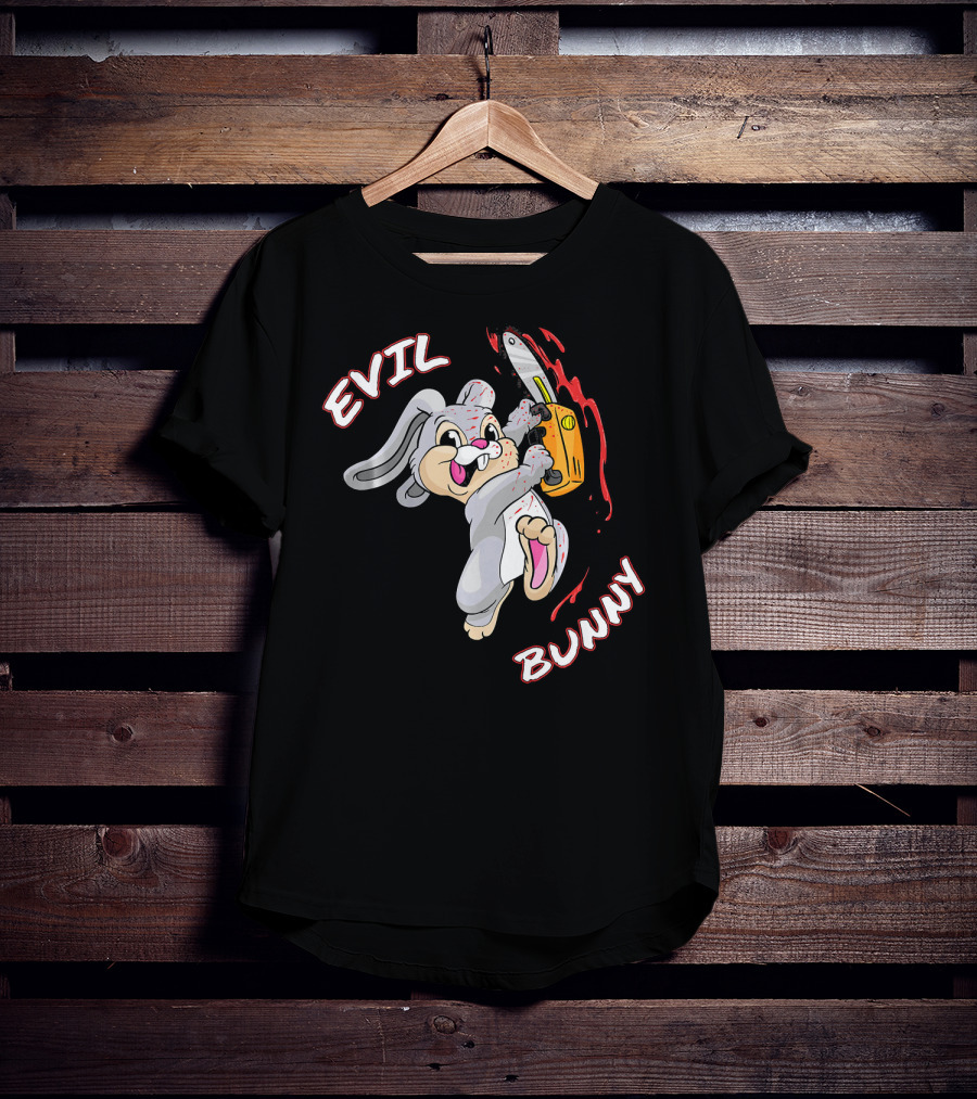 Evil Bunny Halloween Funny Bad Rab Chainsaw T-Shirt