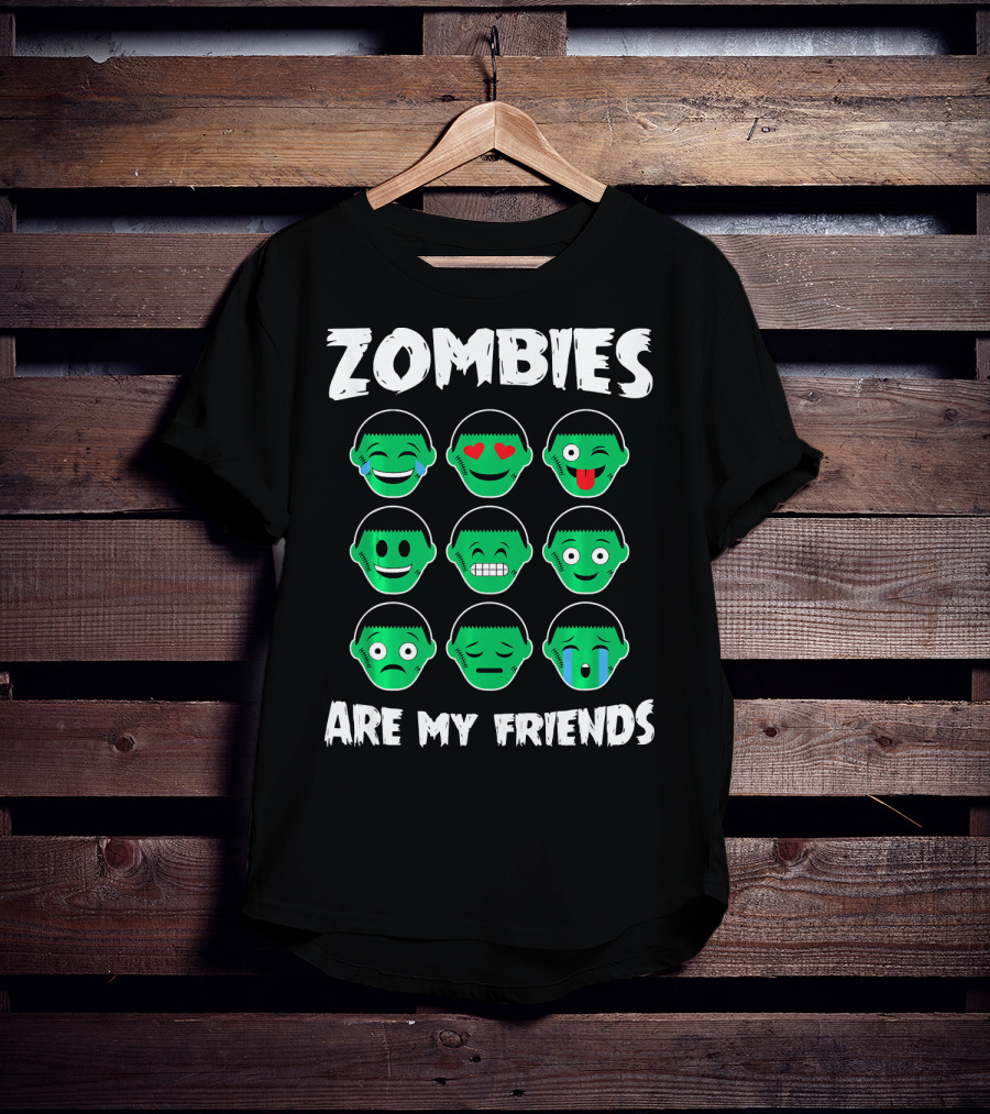 Zombies Are My Friends Funny Zombie Emoji Collection T-Shirt
