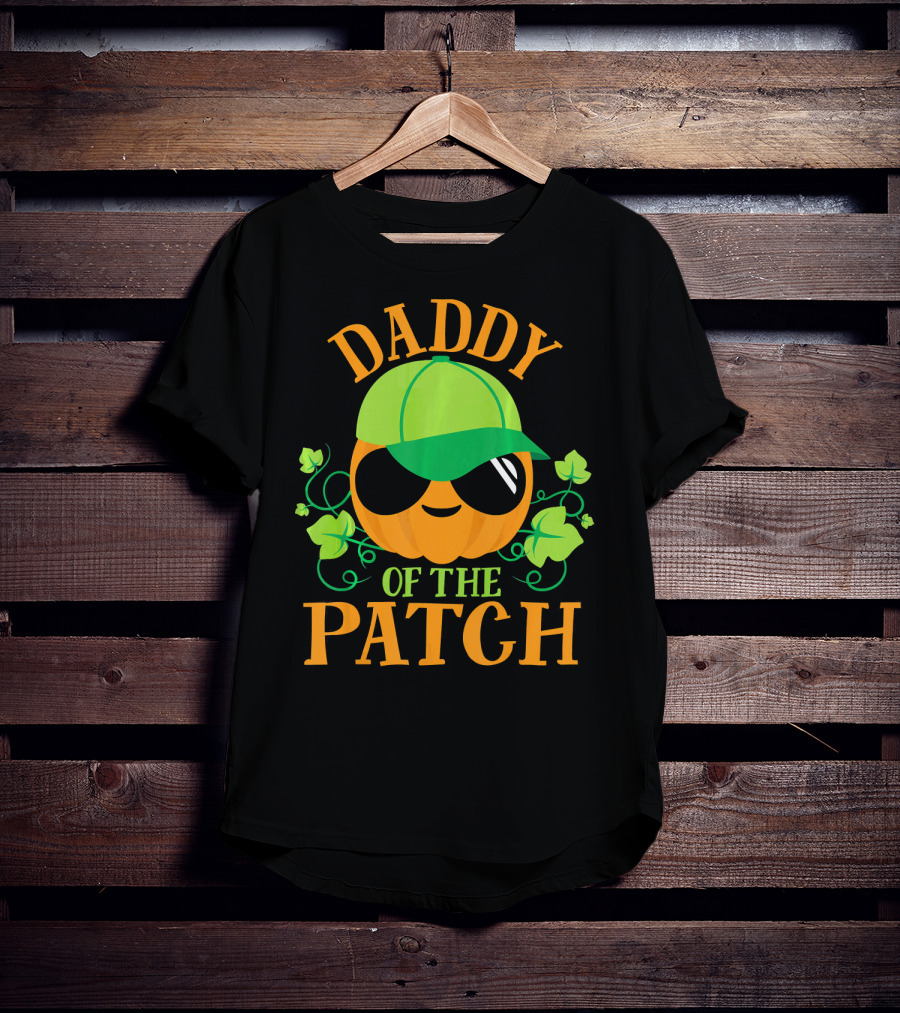 DADDY PUMPKIN OF THE PATCH Green Cap Sunglasses Smiling Pumpkin With Vines T-Shirt