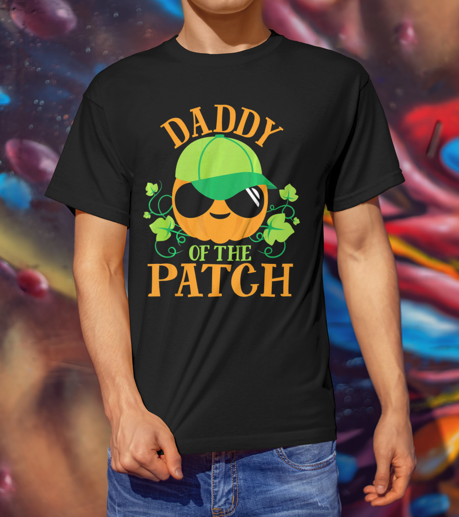 DADDY PUMPKIN OF THE PATCH Green Cap Sunglasses Smiling Pumpkin With Vines T-Shirt
