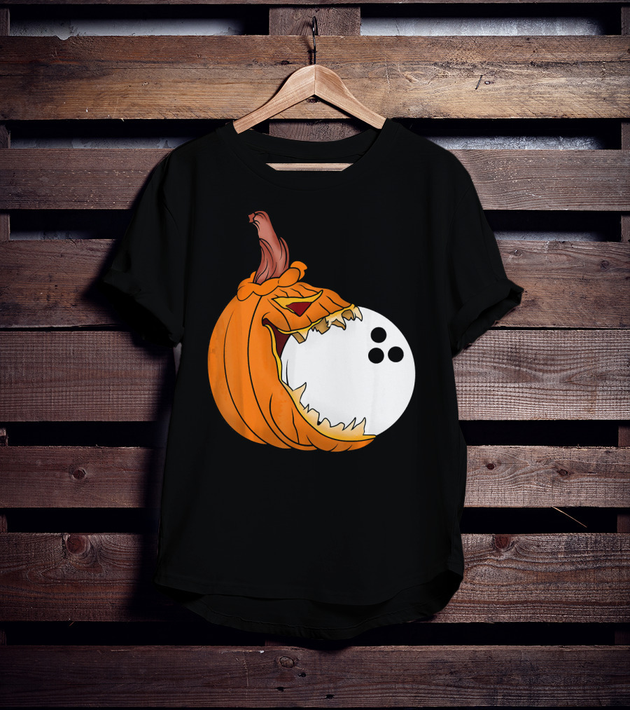 Pumpkin Carving Eating Bowling Ball Halloween Fun T-Shirt