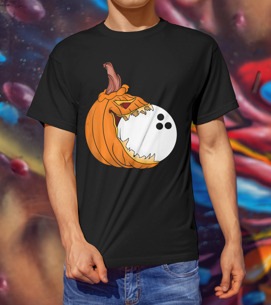 Pumpkin Carving Eating Bowling Ball Halloween Fun T-Shirt