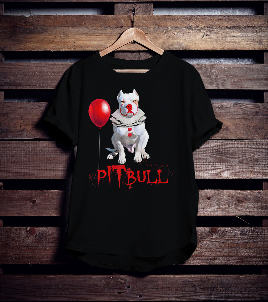 Pitbull IT Clown Balloon Halloween Day Horror T-Shirt