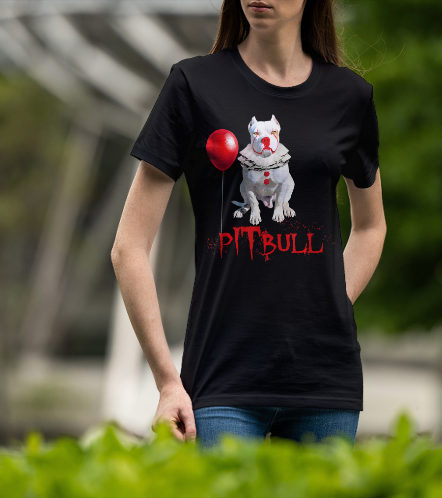 Pitbull IT Clown Balloon Halloween Day Horror T-Shirt