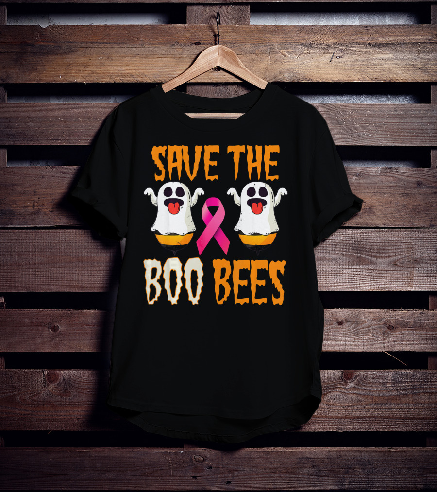 Save The Boo Bees Breast Cancer Awareness Pink Ghosts T-Shirt