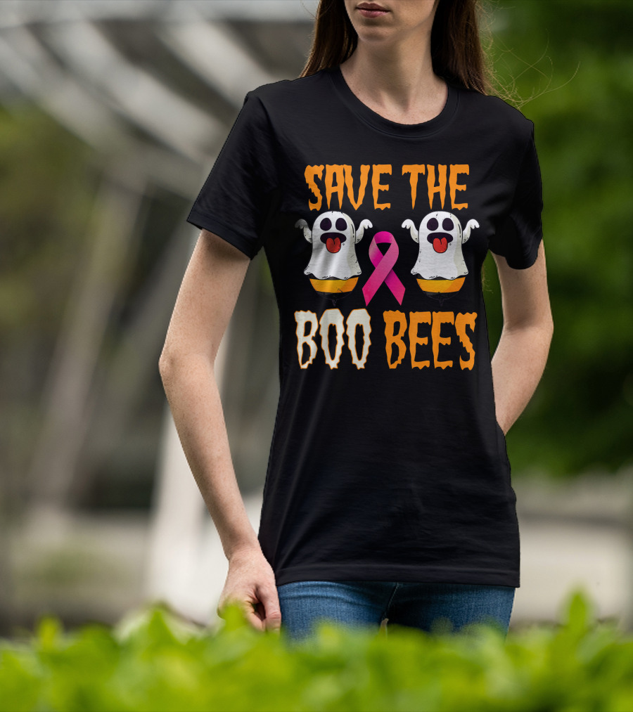 Save The Boo Bees Breast Cancer Awareness Pink Ghosts T-Shirt