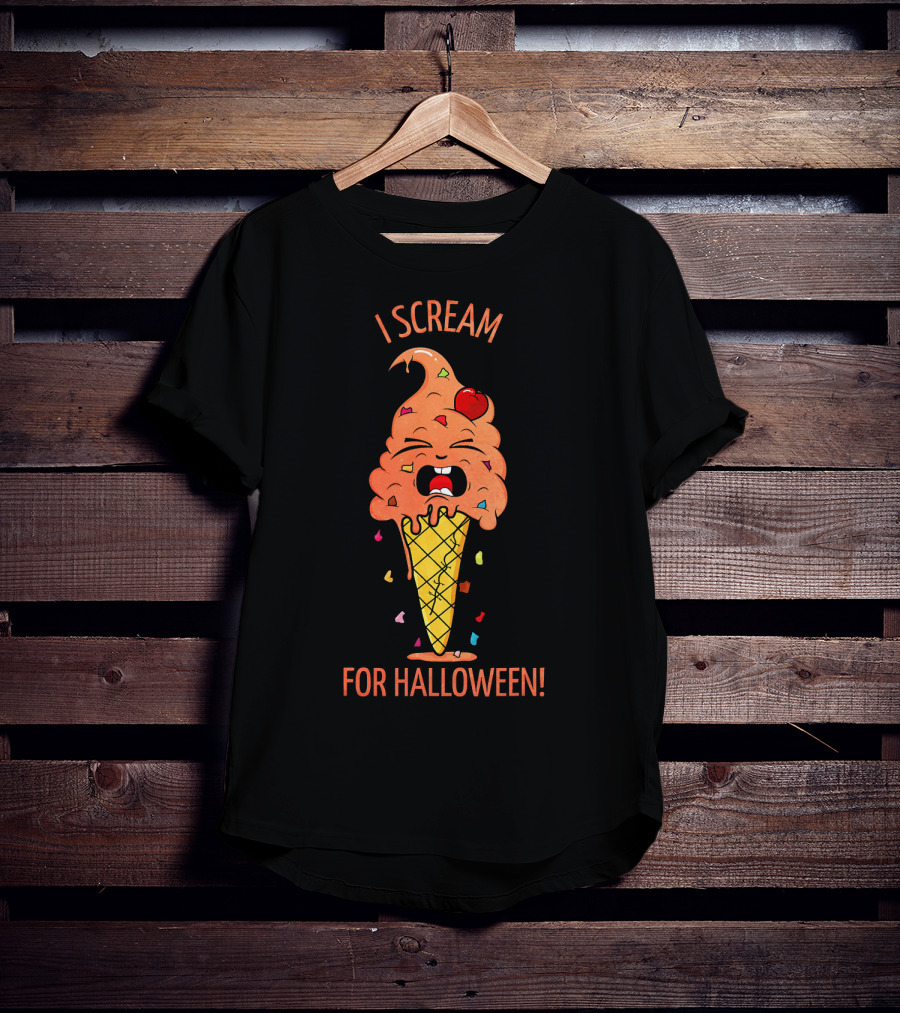 I Scream For Halloween Ice Cream Cone Monster Fun T-Shirt