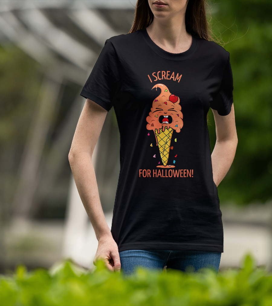 I Scream For Halloween Ice Cream Cone Monster Fun T-Shirt