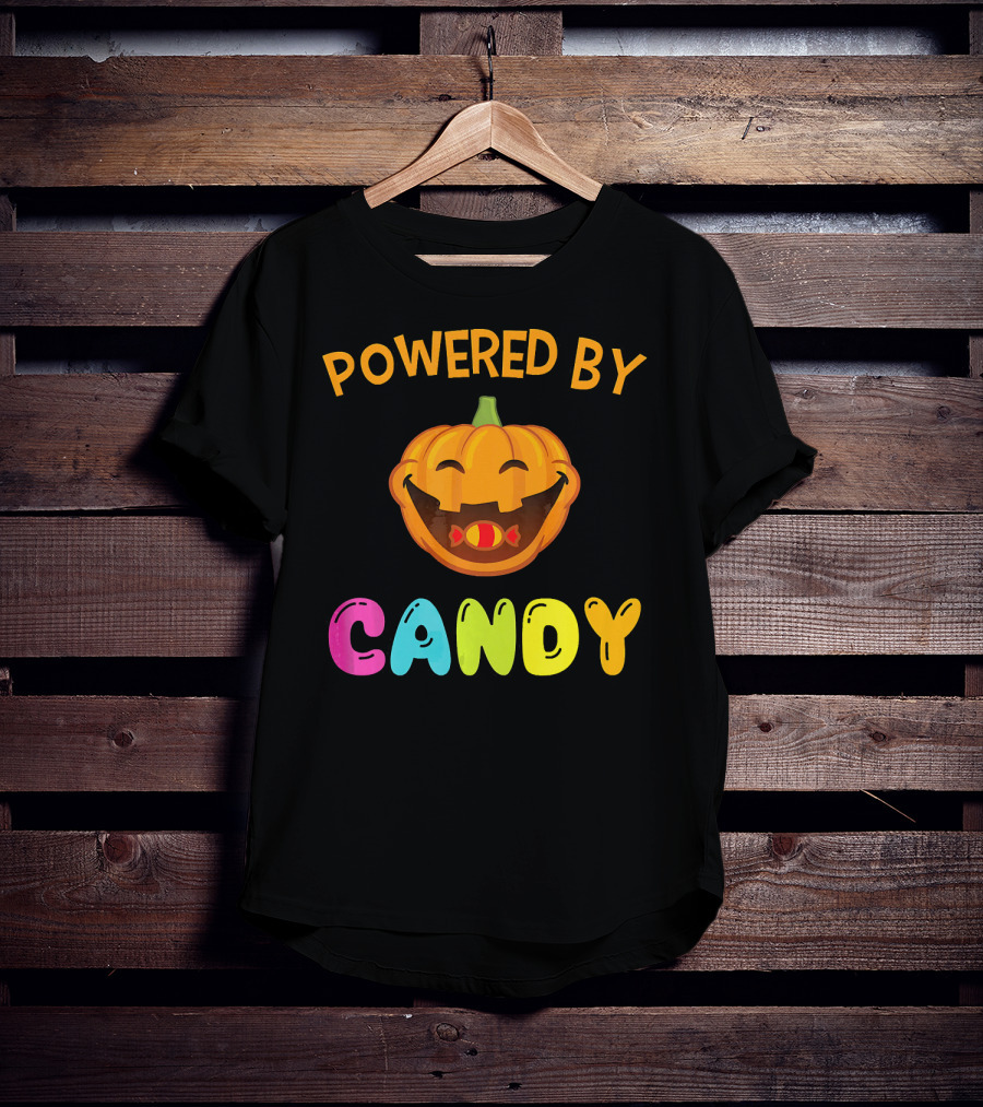 Powered By Candy Halloween Pumpkin Face T-Shirt