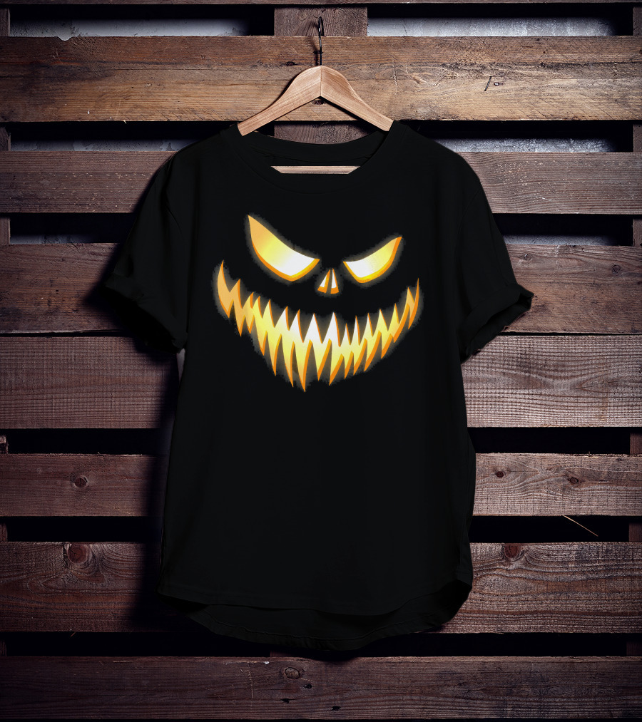 Scary Pumpkin Jack-O'-Lantern Face T-Shirt