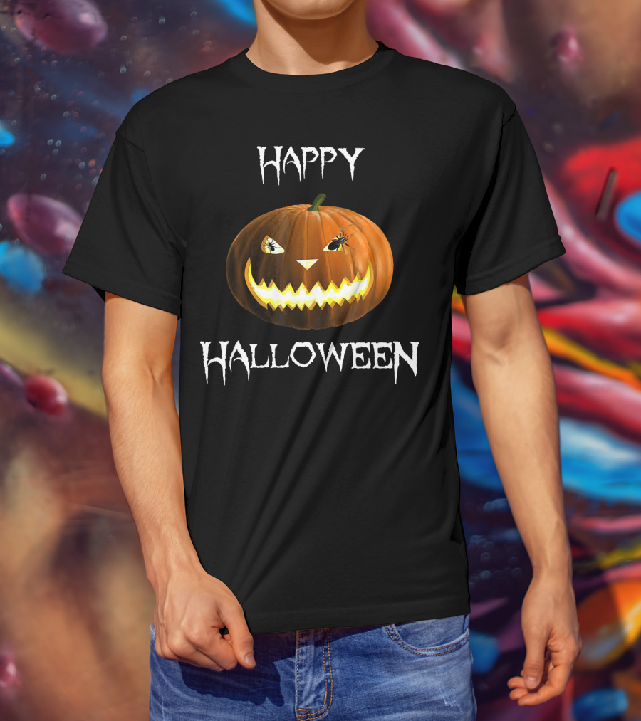Happy Halloween Pumpkin And Spider Jack-O'-Lantern (D010 T-Shirt