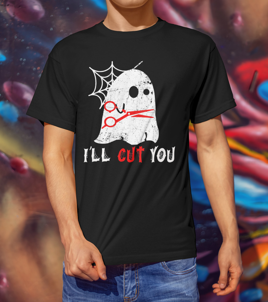 Halloween Boo Ghost Hairstylist I'll Cut You T-Shirt