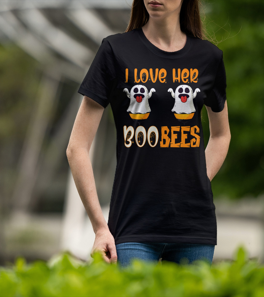 I Love Her Boo Bees Ghost Halloween Matching T-Shirt