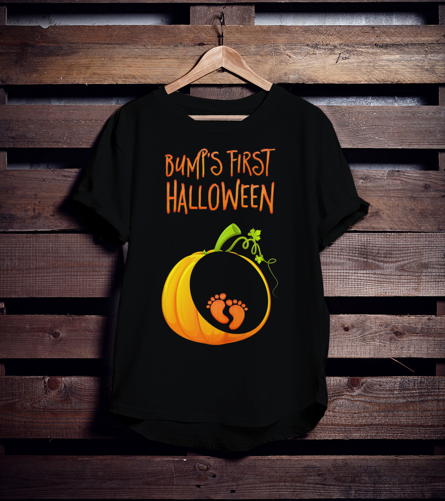 Bump's First Halloween Pumpkin Baby Feet T-Shirt