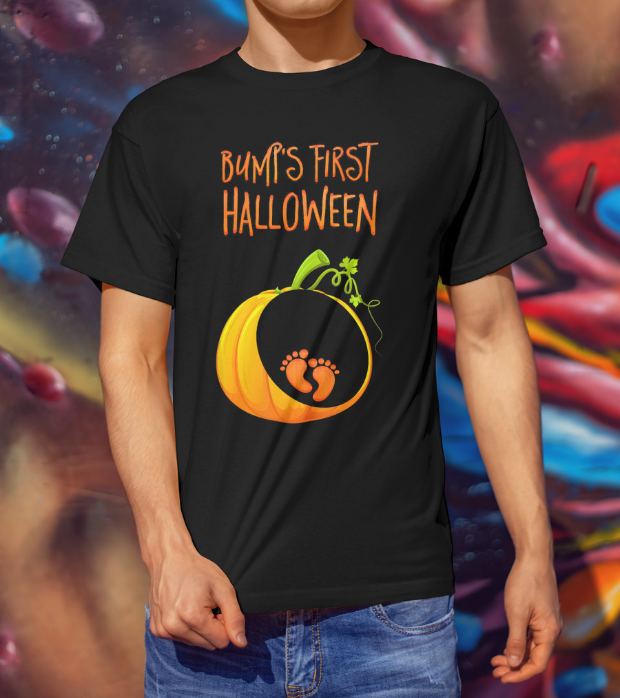 Bump's First Halloween Pumpkin Baby Feet T-Shirt