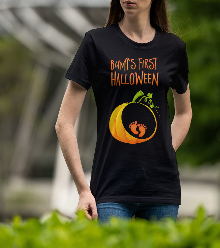 Bump's First Halloween Pumpkin Baby Feet T-Shirt
