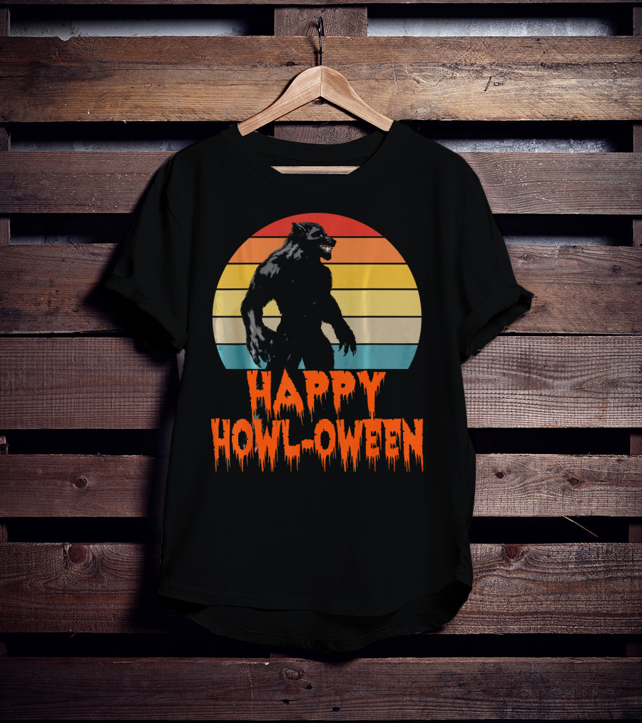 Happy Howl-Oween Werewolf Vintage Werewolves Halloween Co T-Shirt