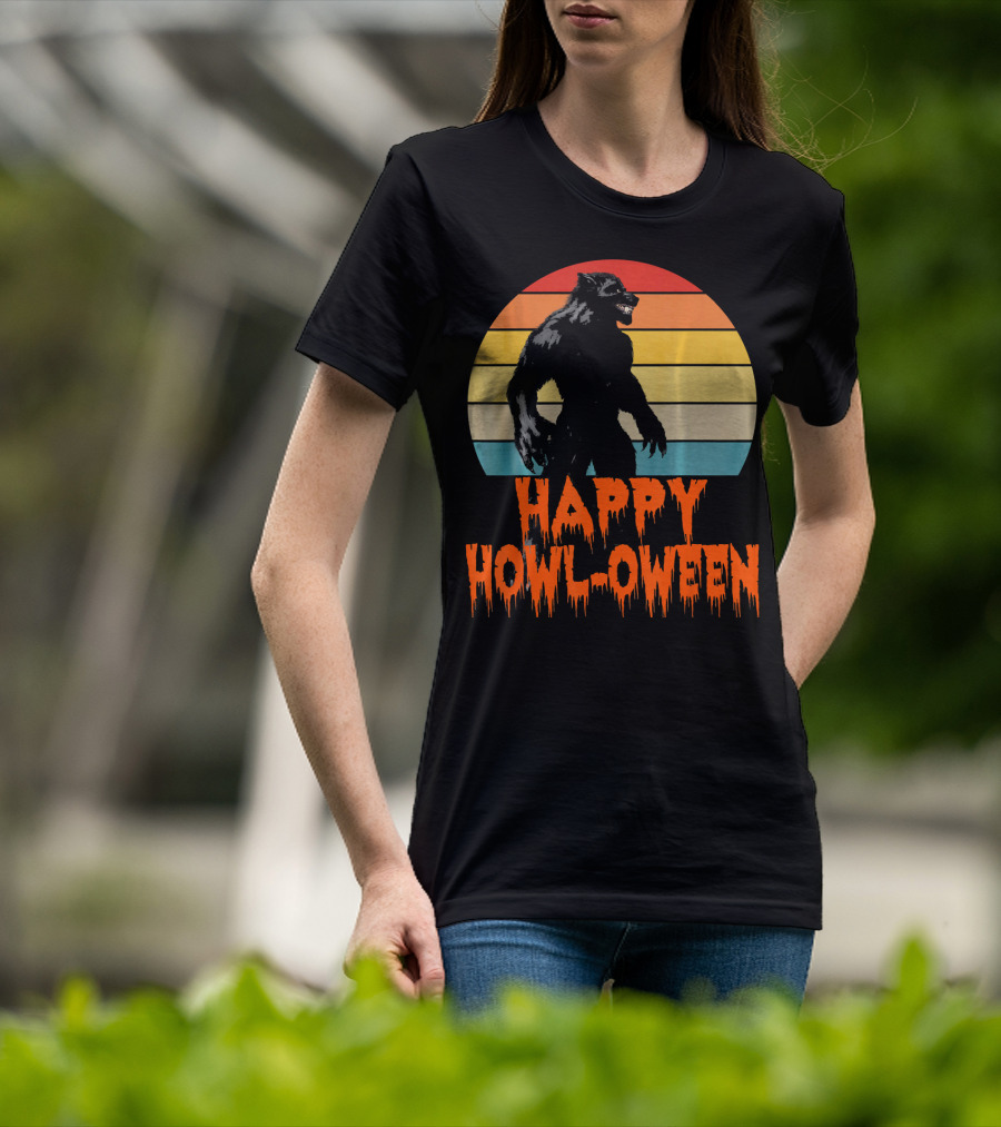 Happy Howl-Oween Werewolf Vintage Werewolves Halloween Co T-Shirt