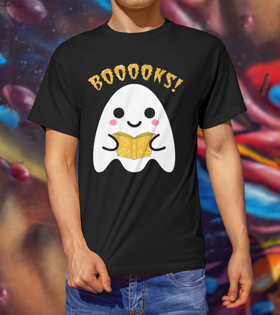 BOOOKS Ghost Reading Book Halloween Costume T-Shirt
