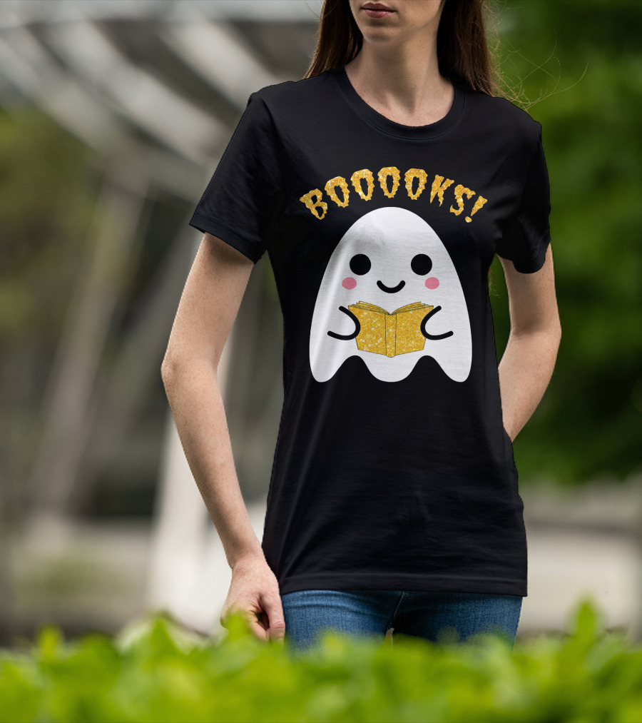 BOOOKS Ghost Reading Book Halloween Costume T-Shirt
