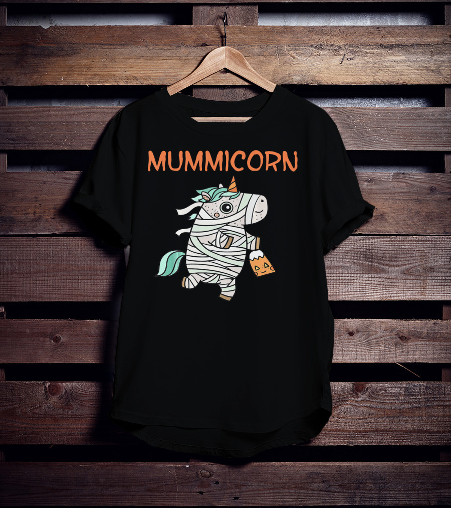Mummicorn Funny Unicorn Mummy Halloween Candy Bag T-Shirt