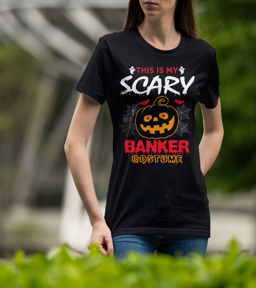 This Is My Scary Banker Costume Pumpkin Spider Web Ghosts T-Shirt