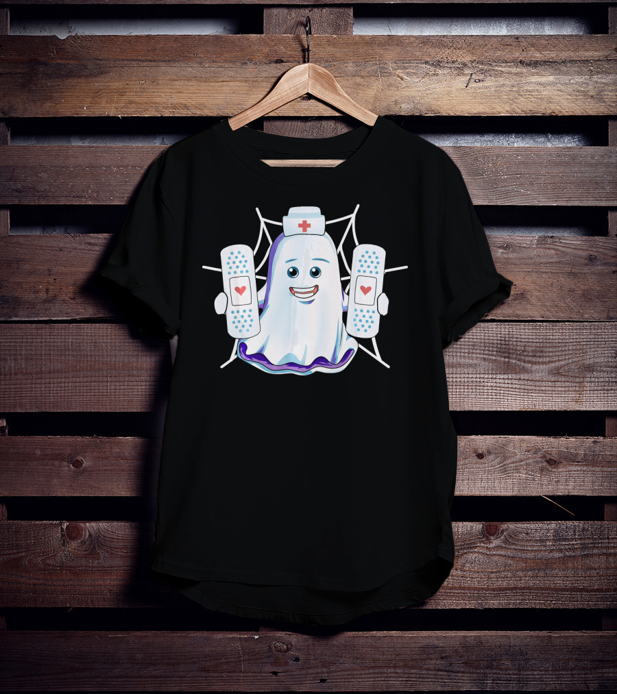 Ghost Nurse Holding Bandages With Hearts T-Shirt