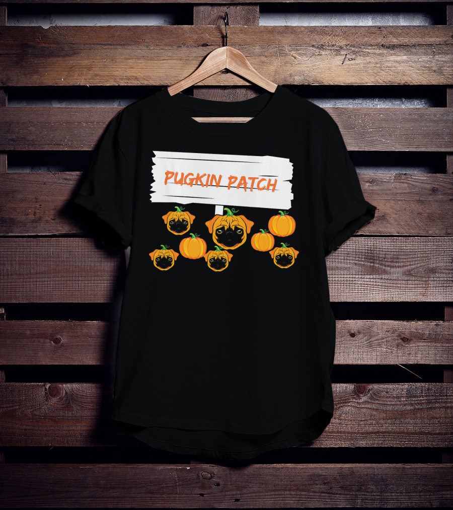Pugkin Patch Halloween Pumpkin Pug Dog Lovers T-Shirt