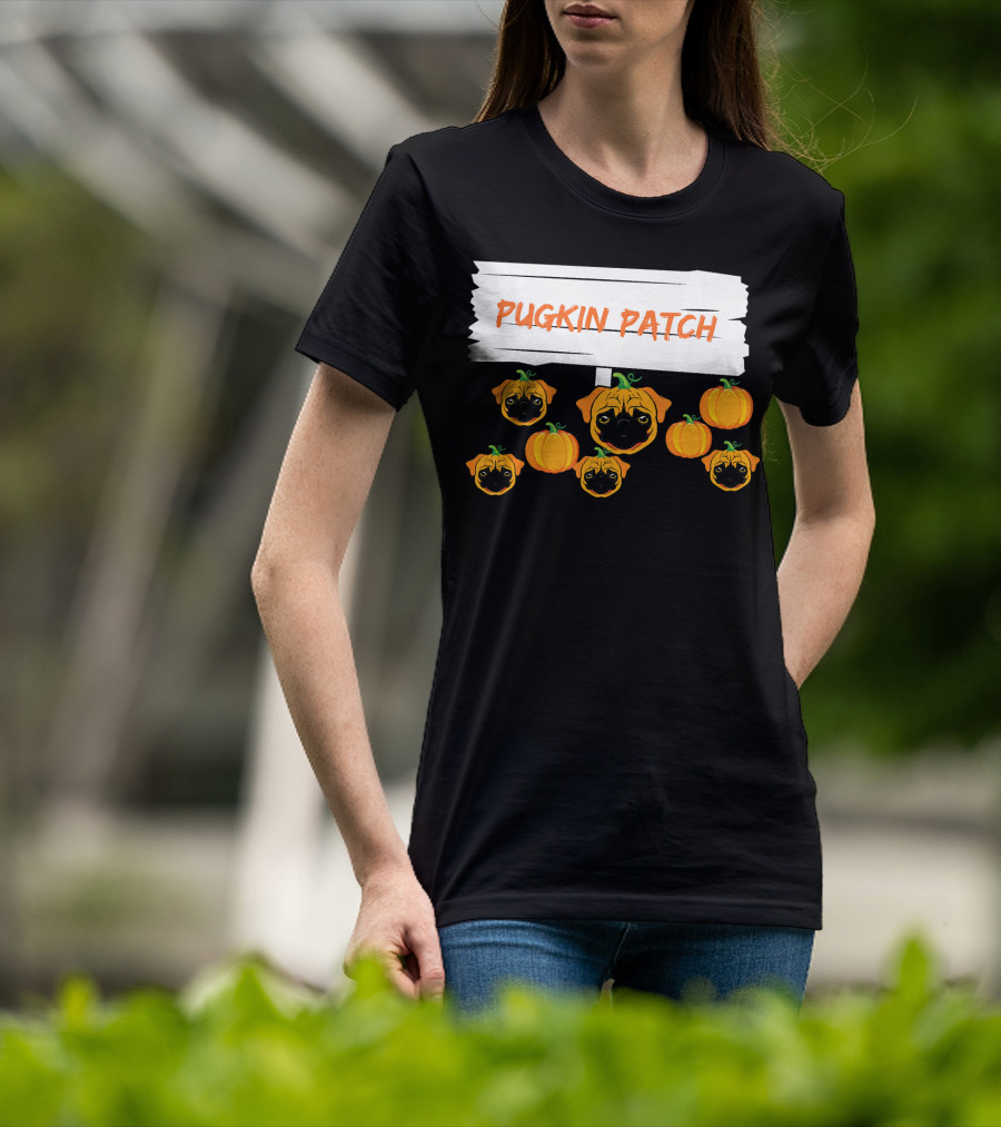 Pugkin Patch Halloween Pumpkin Pug Dog Lovers T-Shirt