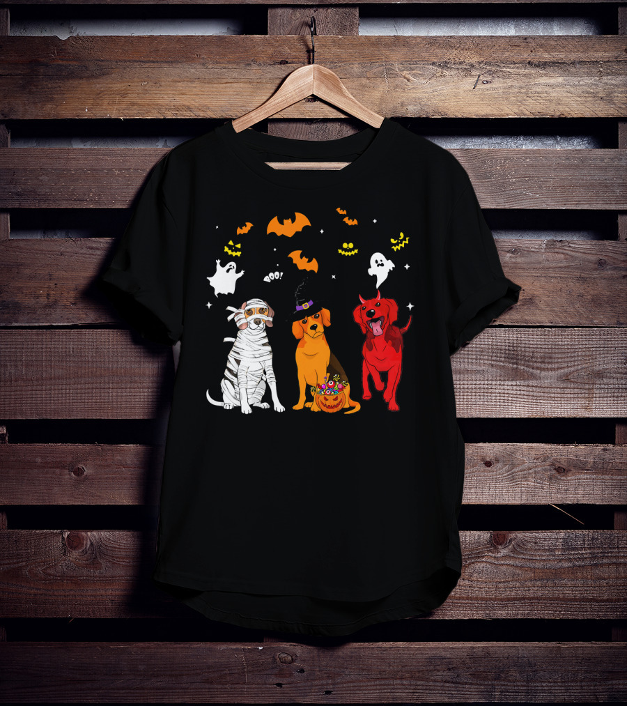 Halloween Beagle Dogs Mummy Witch Ghosts Bats T-Shirt