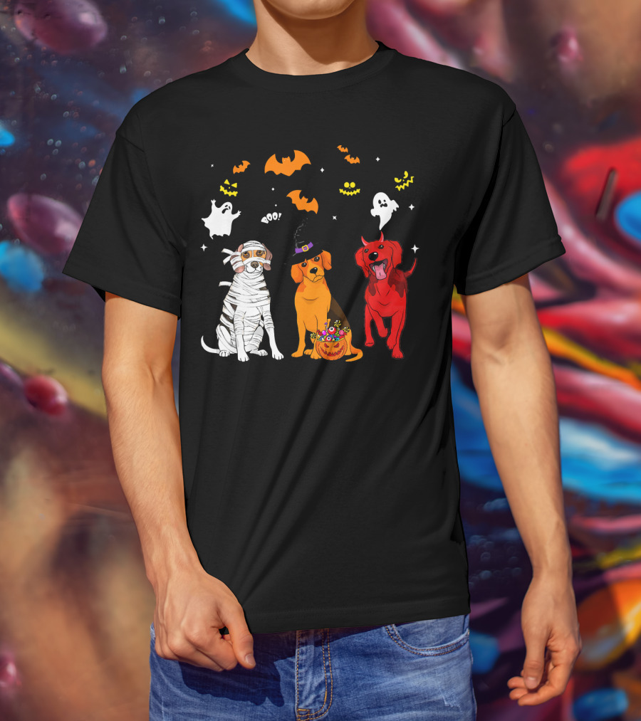 Halloween Beagle Dogs Mummy Witch Ghosts Bats T-Shirt