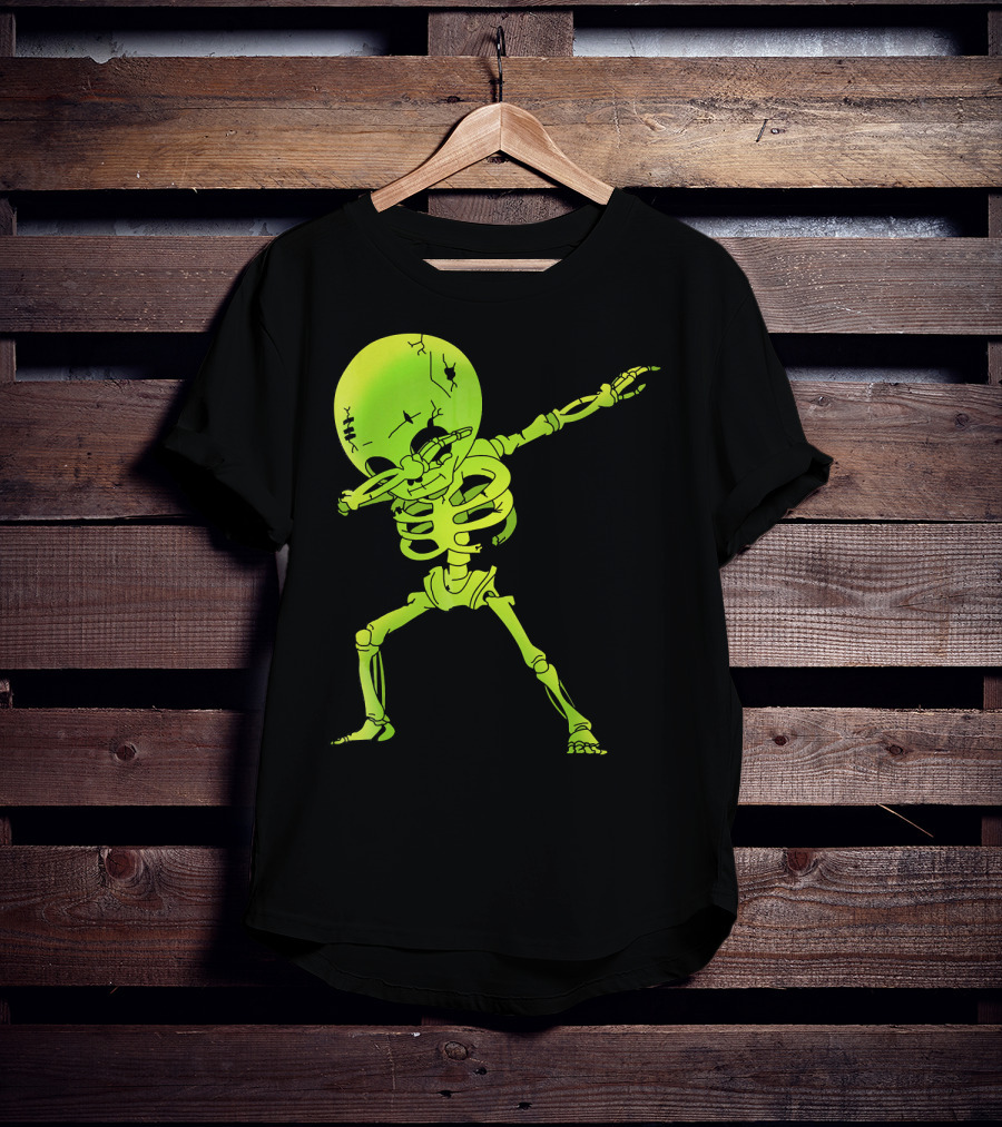 Skeleton Dabbing Zombie Halloween Moon T-Shirt