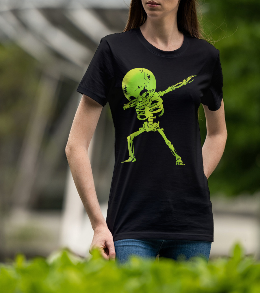Skeleton Dabbing Zombie Halloween Moon T-Shirt