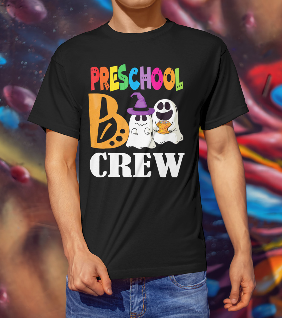 Preschool Boo Crew Smile Ghost Witch Pumpkin T-Shirt