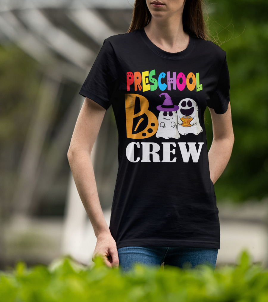 Preschool Boo Crew Smile Ghost Witch Pumpkin T-Shirt
