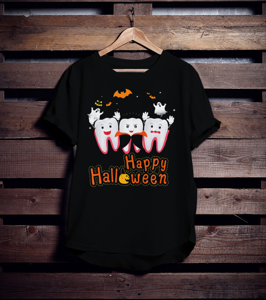 Happy Halloween Funny Ghosts And Teeth T-Shirt