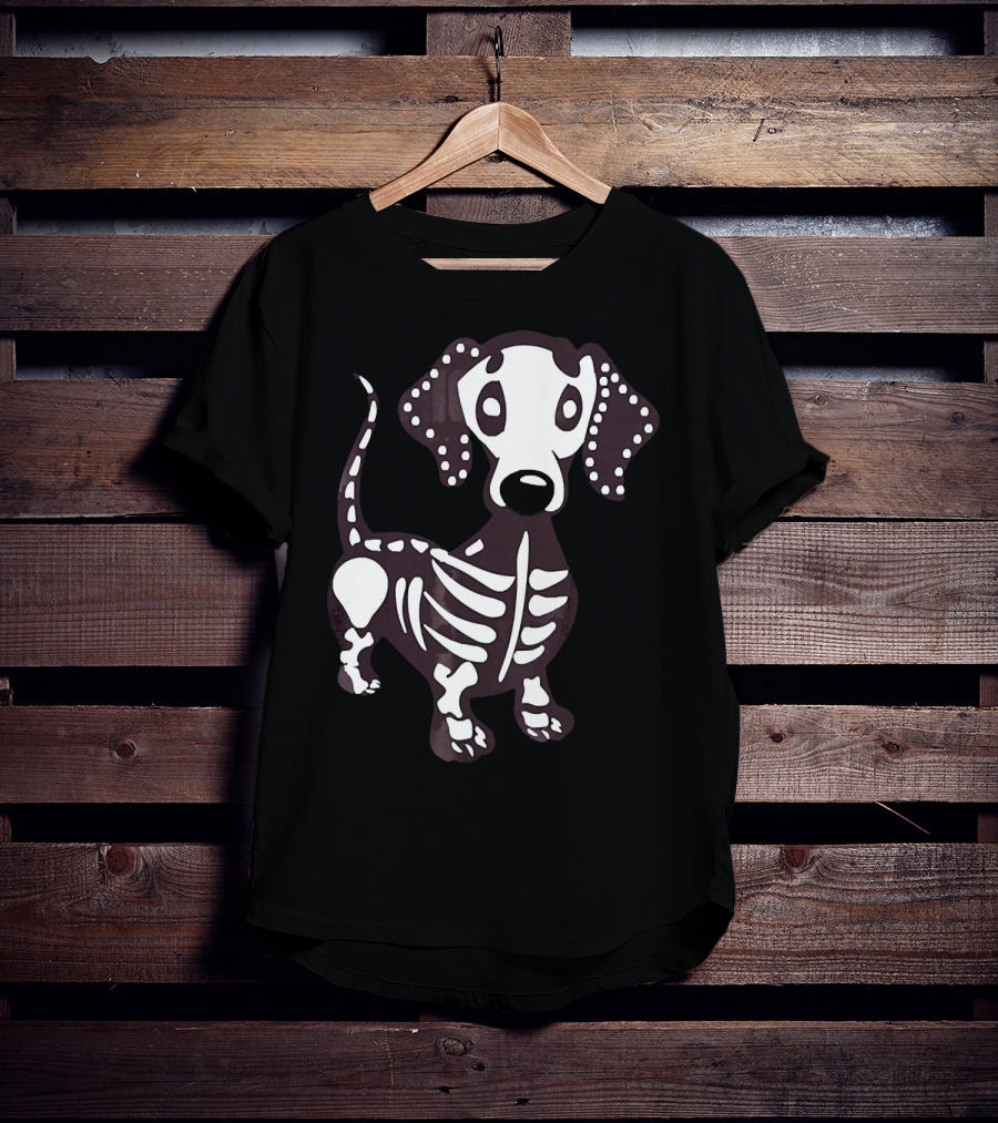 Dachshund Skeleton Skull Creepy Canine Bone T-Shirt
