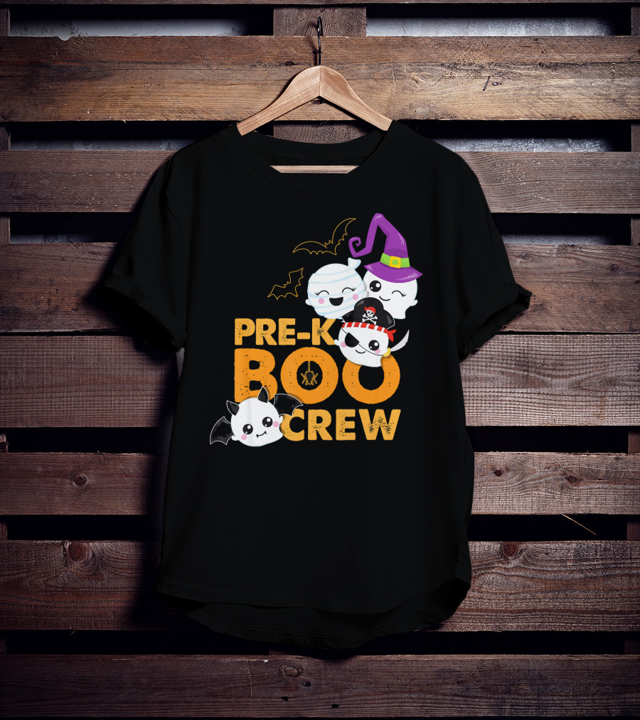 Pre-K Boo Crew Fun Halloween Teach Ghosts And Bats T-Shirt