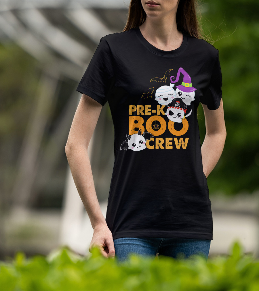 Pre-K Boo Crew Fun Halloween Teach Ghosts And Bats T-Shirt