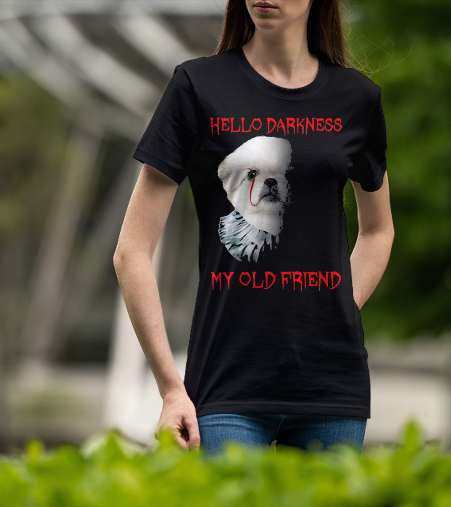 Halloween Hello Darkness My Old Friend Creepy Clown Dog T-Shirt