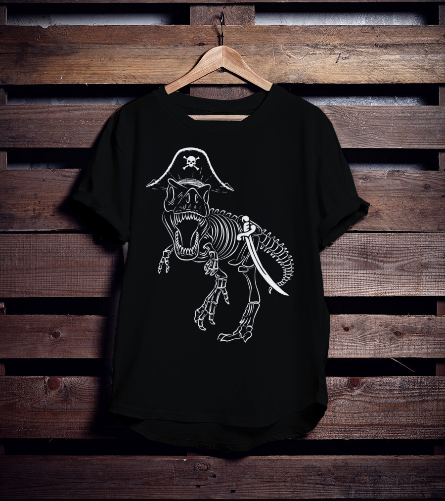 T-Rex Skeleton With Pirate Hat And Sword T-Shirt