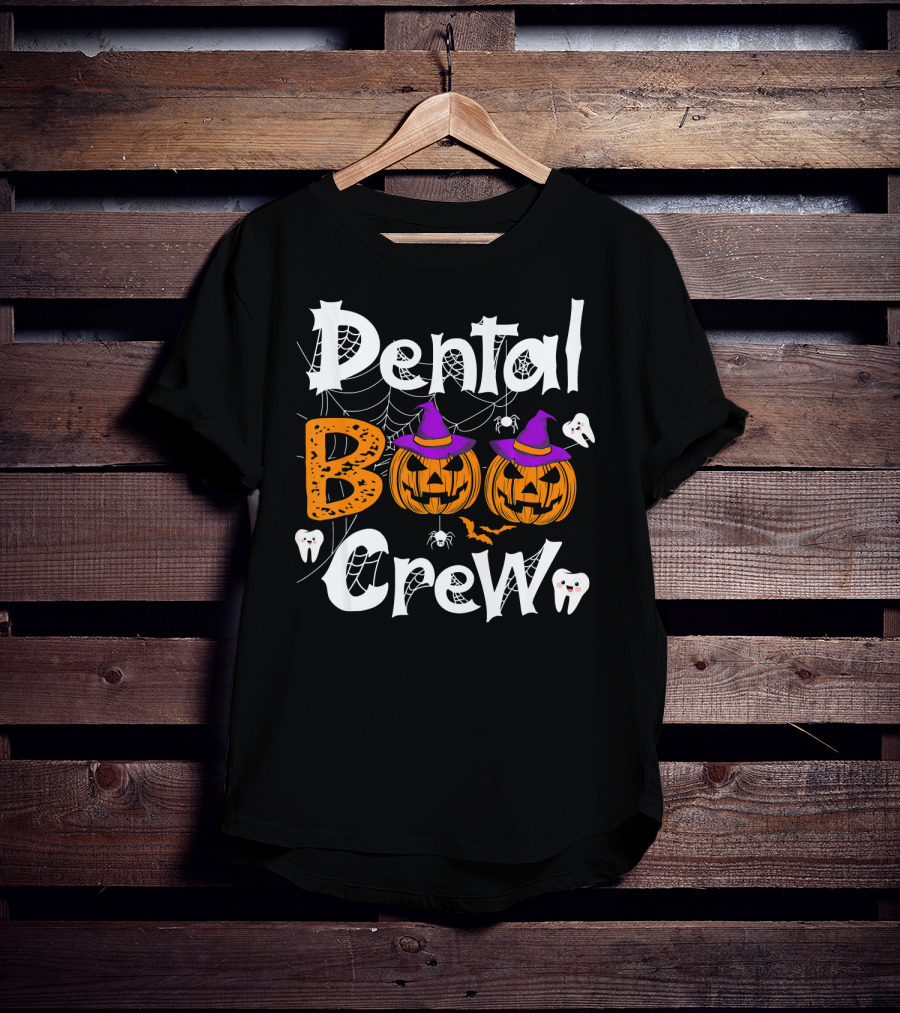 Dental Boo Crew Halloween Dental Humor Pumpkins Teeth Spiders T-Shirt