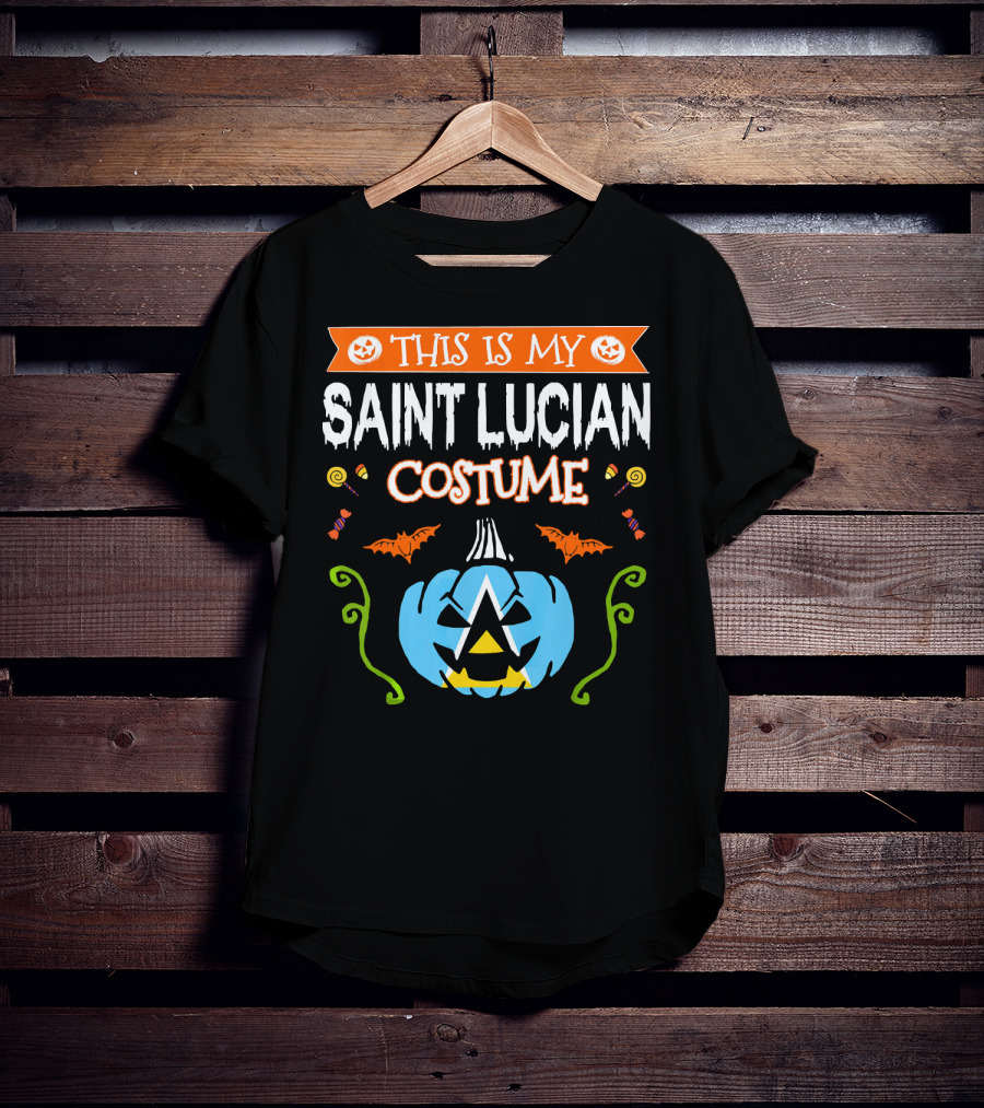 This Is My Saint Lucian Costume Halloween Pumpkin Bat T-Shirt