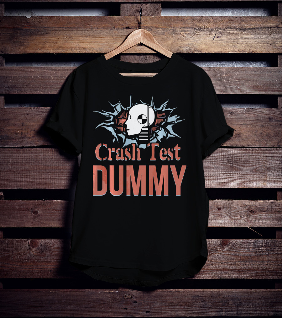 Crash Test Dummy Head Smashing Through Wall T-Shirt