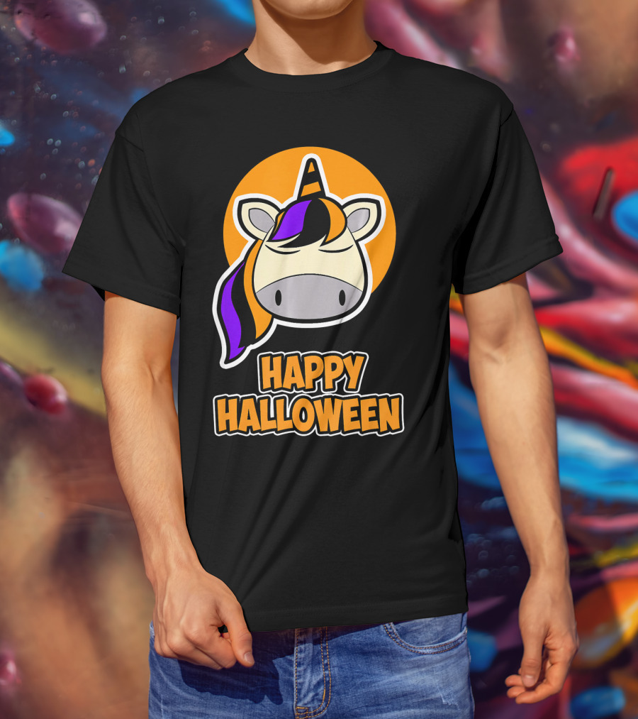 Happy Halloween Colorful Sleeping Unicorn T-Shirt