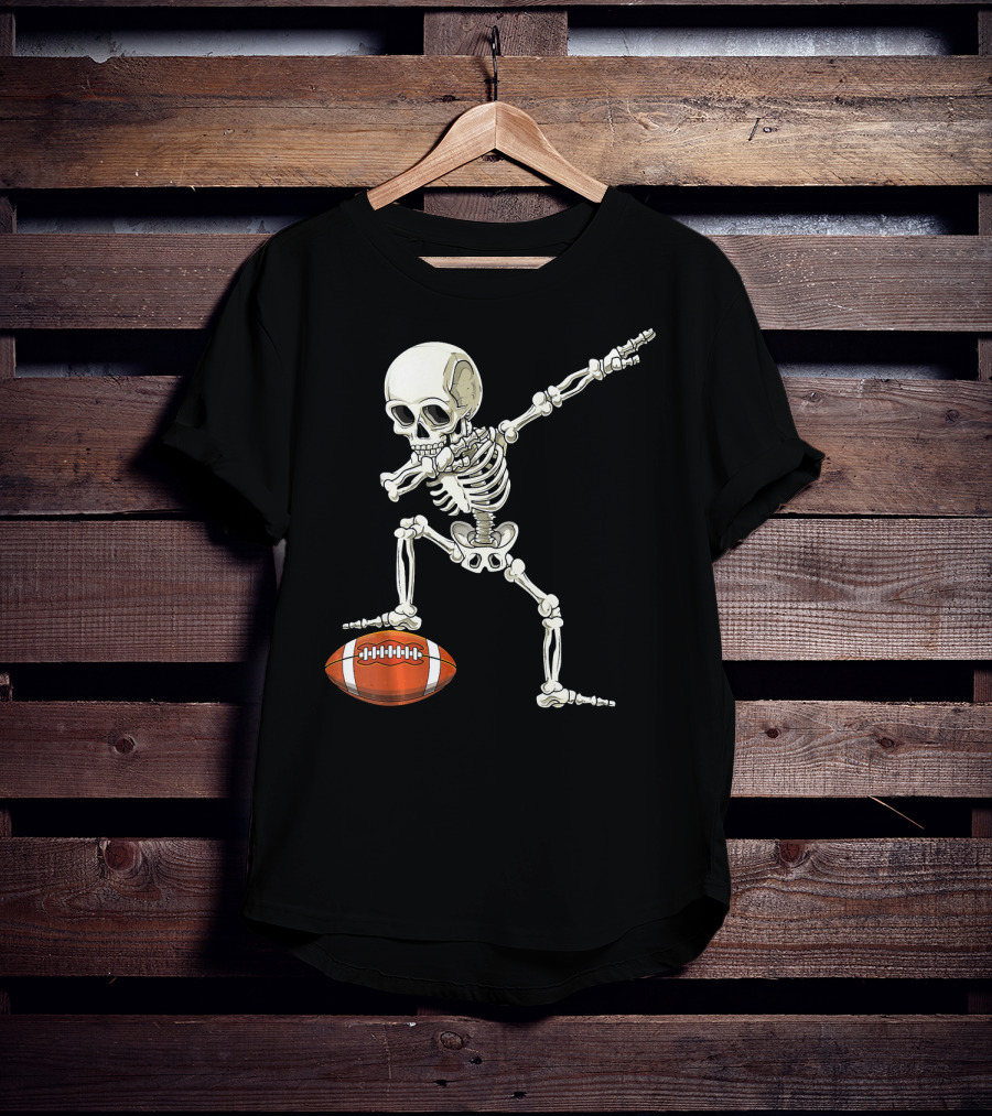 Dabbing Skeleton With Football Pose T-Shirt