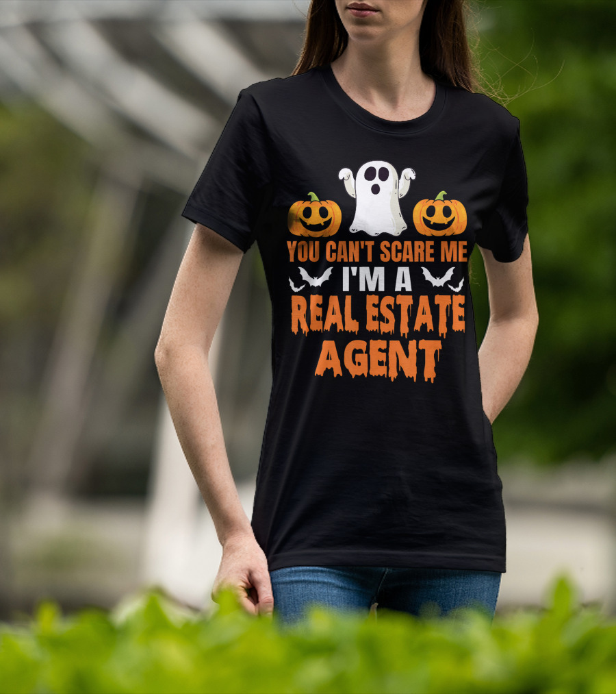 You Can't Scare Me I'm A Real Estate Agent Ghost And Pumpkins T-Shirt